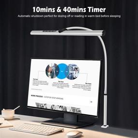 img 1 attached to 12W 600lm LED Desk Lamp with Flexible Goose-Neck, 5 Color Modes, Stepless 🔆 Dimming, Architect Drafting Table Clamp Lamp – Eye-Care Desk Lamps for Home Office Studio (Painted-White)