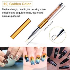 img 2 attached to 💅 Makartt Nail Art Liner Brushes Set - 3 PCs Gel Nail Brush Pen for Acrylic & Gel Nail Polish Painting Design with Rhinestone Handle - Nail Dotting Drawing Pen Set (7/9/11mm)