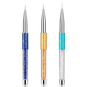 img 4 attached to 💅 Makartt Nail Art Liner Brushes Set - 3 PCs Gel Nail Brush Pen for Acrylic & Gel Nail Polish Painting Design with Rhinestone Handle - Nail Dotting Drawing Pen Set (7/9/11mm)