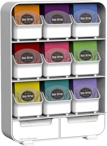 img 4 attached to ☕️ White Mind Reader Tea Bag Holder and Condiment Organizer with 9 Removable Drawers