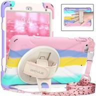 batyue ipad mini 5/4 case - shockproof rugged protective case with pencil holder, hand strap, kickstand, shoulder strap - for 7.9 inch ipad mini 5th/4th generation - kids friendly design (colorful pink) logo