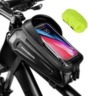 🚲 rockbros bike phone bag - waterproof bicycle front frame pouch with handlebar mount - eva cycling storage bag for iphone 11 xs max xr 8 7 plus, accessories below 6.8 inches logo