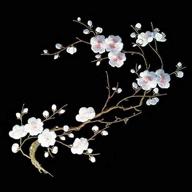 🌸 1 piece large plum blossom iron-on patch, embroidered flower applique 14.1"x7.5" (36x19cm) in pink, white, or khaki logo