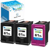 inkworld 61xl remanufactured ink cartridge replacement for hp 61 - 3-pack: envy 4500, 4502, 5530, deskjet 🖨️ 2512, 1512, 2542, 2540, 2544, 3000, 3052a, 1055, 3051a, 2548, officejet 4630 printer - 2 black, 1 color logo