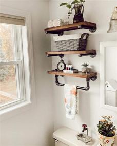 img 3 attached to 🛁 Rustic Floating Wall Shelves: Industrial Pipe Bathroom Shelves (3 Tier)