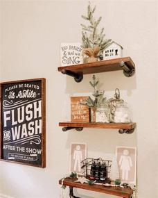 img 1 attached to 🛁 Rustic Floating Wall Shelves: Industrial Pipe Bathroom Shelves (3 Tier)