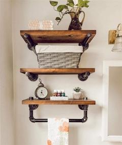 img 4 attached to 🛁 Rustic Floating Wall Shelves: Industrial Pipe Bathroom Shelves (3 Tier)