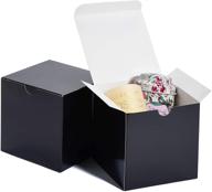 🎁 mesha black gift boxes 4x4x4 square with lid, pack of 50, ideal for bridesmaid proposal, cupcake boxes, godmother, groomsmen proposal, birthdays, party/wedding favors, diy crafting logo