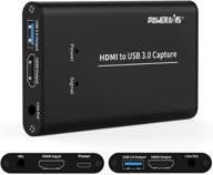 усовершенствованная карта захвата аудио-видео: poweraxis hdmi usb3.0 4k 🎥 1080p 60 к/с - трансляция, обучение, запись и трансляция в прямом эфире в черном цвете логотип