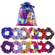 🧜 12-piece shiny metallic mermaid hair scrunchies for women and girls - ideal for gym, dance, party, and club logo