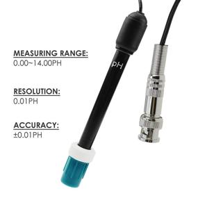 img 1 attached to Optimized 0-14 pH Electrode Probe with BNC Connector, 300cm Cable - Suitable for PH Meter Monitor Controller Test Sensor, Ideal Replacement Kit for Aquariums, Hydroponics, Plants, Pools, and Spas (pH Electrode)