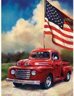 🚚 sunkoo pickup trucks diamond painting kits full drill american flag truck art with diamonds - rhinestone embroidery pictures craft for home wall decor (12×16 inch) logo