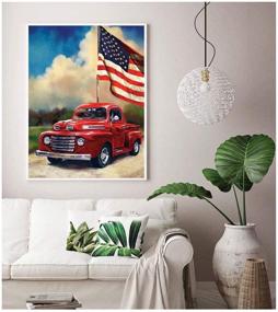 img 3 attached to 🚚 SUNKOO Pickup Trucks Diamond Painting Kits Full Drill American Flag Truck Art with Diamonds - Rhinestone Embroidery Pictures Craft for Home Wall Decor (12×16 inch)