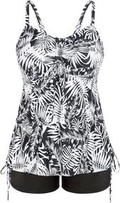 img 4 attached to 👙 Hanna Nikole Plus Size Tankini Swimsuits: Stylish Two Piece Swimwear with Tummy Control and Shorts for Women