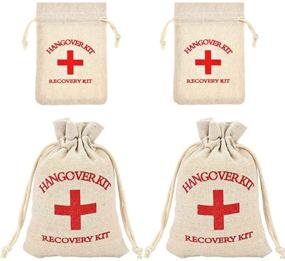 img 2 attached to 🎁 AmaJOY 50pcs Wedding Party Favor Bags 4x6 inch Red Cross Bachelorette Hangover Kit Bags Recovery Kit Bags Survival Kit Bags Muslin Drawstring Bag