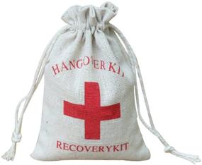 img 1 attached to 🎁 AmaJOY 50pcs Wedding Party Favor Bags 4x6 inch Red Cross Bachelorette Hangover Kit Bags Recovery Kit Bags Survival Kit Bags Muslin Drawstring Bag