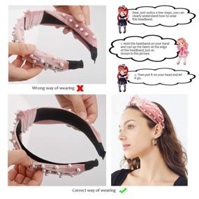 img 2 attached to 🎁 Allucho Velvet Headbands for Women and Girls: Stylish Pearls Knot Turban Hairbands - Accessorize with Class! Perfect Christmas Gift