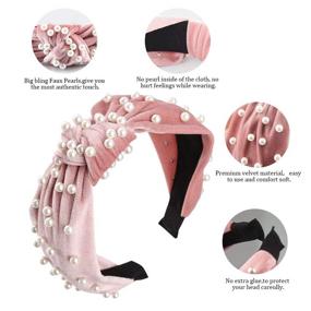 img 1 attached to 🎁 Allucho Velvet Headbands for Women and Girls: Stylish Pearls Knot Turban Hairbands - Accessorize with Class! Perfect Christmas Gift