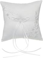 💍 captivating venus jewelry pearl embroided flower leaves wedding ring bearer pillow - elegant 7x7 inch white cushion rp010w logo