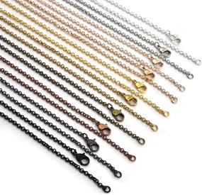 img 4 attached to 📿 YAKAMOZ 20 Pieces Necklace Chains - 10 Color Brass Link Cable Chain Necklace with Lobster Clasps for DIY Jewelry Making, 21” Long