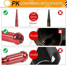 img 1 attached to 🔴 Красные шпильки MIKKUPPA M14 x 1.5 - Набор из 24 хромированных конусных гаек M14x1.5 с коническим сиденьем для установки на диски Chevy Silverado Aftermarket. Закрытый тип с возможность замены ключа-головки 1 шт.