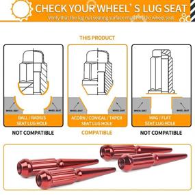 img 2 attached to 🔴 Красные шпильки MIKKUPPA M14 x 1.5 - Набор из 24 хромированных конусных гаек M14x1.5 с коническим сиденьем для установки на диски Chevy Silverado Aftermarket. Закрытый тип с возможность замены ключа-головки 1 шт.