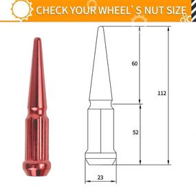 img 3 attached to 🔴 Красные шпильки MIKKUPPA M14 x 1.5 - Набор из 24 хромированных конусных гаек M14x1.5 с коническим сиденьем для установки на диски Chevy Silverado Aftermarket. Закрытый тип с возможность замены ключа-головки 1 шт.