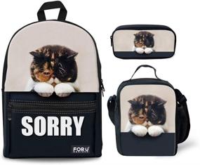 img 4 attached to DESIGNS Kitten Backpack Canvas Bookbags Backpacks in Kids' Backpacks