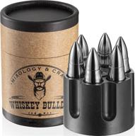 ⚔️ stainless steel bullet whiskey stones gift set with revolver freezer base - reusable bullet ice cubes for whiskey | perfect whiskey gift set for men, dad, husband, boyfriend | silver logo