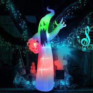 spooktacular 12 feet giant ghost inflatable: scary sound, flashing leds, and voice sensor for haunting halloween decoration - outdoor/indoor party decor! logo