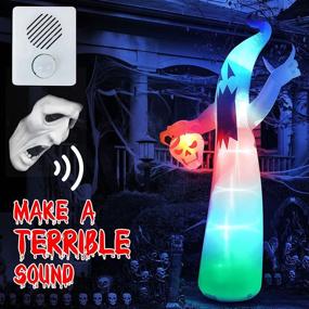 img 3 attached to Spooktacular 12 Feet Giant Ghost Inflatable: Scary Sound, Flashing LEDs, and Voice Sensor for Haunting Halloween Decoration - Outdoor/Indoor Party Decor!