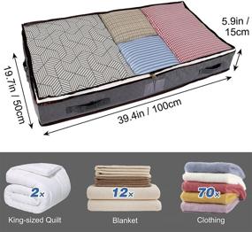 img 3 attached to 🗄️ Large 75L Underbed Storage Bags for Clothing, Shoes, Blankets - Set of 3, Grey - Organizers with Clear Windows, Reinforced Handles for Bedroom Organization and Storage