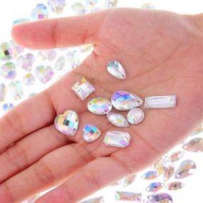 img 2 attached to 💎 Hicarer 100-Piece Clear AB Flatback Sew On Gems: Faceted Acrylic Imitation Crystal Rhinestones for DIY Clothing Decoration