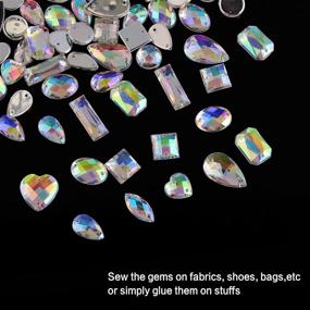 img 3 attached to 💎 Hicarer 100-Piece Clear AB Flatback Sew On Gems: Faceted Acrylic Imitation Crystal Rhinestones for DIY Clothing Decoration