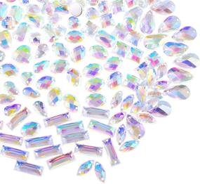 img 4 attached to 💎 Hicarer 100-Piece Clear AB Flatback Sew On Gems: Faceted Acrylic Imitation Crystal Rhinestones for DIY Clothing Decoration