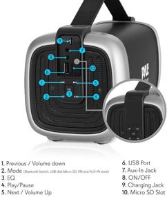 img 3 attached to 🔊 Pyle PBMSQG12 - Прочная компактная беспроводная портативная колонка Bluetooth мощностью 200 Вт - аккумулятор с возможностью зарядки, AUX-вход, FM-радио, MP3, слоты для Micro SD-карт и USB