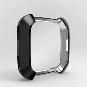 img 1 attached to Защитные пленки для экрана Fitbit Versa 3-Pack - GHIJKL ультратонкий мягкий полный чехол для Versa, в черном, синем и фиолетовом цветах