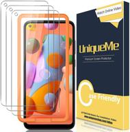 📱 набор из 3 уникальных защитных пленок uniqueme для samsung galaxy a11 / m11 - набор из закаленного стекла с рамкой для удобной установки - hd-прозрачные, антицарапающие, без пузырей логотип