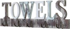 img 4 attached to 🧺 MyGift Rustic Wood Hook Towel Rack: 5 Dual-Hooks for Hanging Bathroom, Kitchen, and Laundry Room Towels - Decorative Cut Out Letters Exude Charm