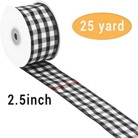 img 3 attached to 🎀 Craft Ribbon: Gingham Black and White Plaid, 2.5 Inch Width, Sewn Edges, 25 Yards, Ideal for Christmas, Wedding, Birthday, Party, Festival Decoration