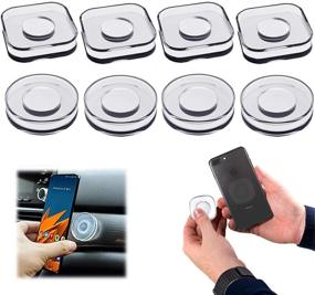 img 4 attached to 📱 Versatile Nano Gel Pad Phone Holder - Reusable Magic Sticker for Car, Office, Home Storage - 8 Pieces PJLJY Nano Magic Paste with PU Material