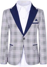 img 3 attached to Plaid Tuxedo Dresswear Pieces Blazer Boys' Clothing in Suits & Sport Coats