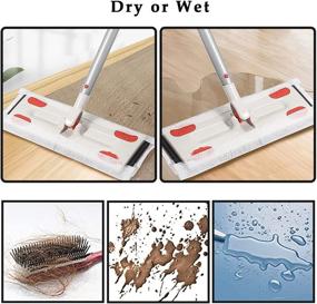 img 2 attached to Dry Sweeping Mop for Hardwood Floor Cleaning - Adjustable Handle, 1 Mop, 15PCS Dry Cloth Refills & 360-Spin Mop Head - Ideal for Wood, Kitchen, Office & Pet Hair Dirt Cleaning