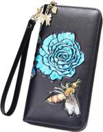 👜 feith&felly women's genuine leather wristlet clutch purse handbag with rfid blocking logo