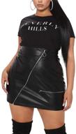 👗 high-waisted bodycon faux leather zipper short skirt for women's plus size logo