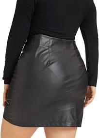 img 1 attached to 👗 High-Waisted Bodycon Faux Leather Zipper Short Skirt for Women's Plus Size