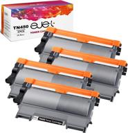 ejet high-quality toner cartridge for brother tn450 tn420 tn-450 tn-420 printer – compatible with hl-2270dw hl-2280dw hl-2230 hl-2240 mfc-7360n mfc-7860dw dcp-7065dn intellifax 2840 2940 – pack of 4 black cartridges logo