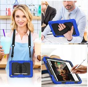 img 2 attached to SEYMAC iPad Air 3 Case 2019, Full Body Protection with 360° Rotating Stand, Hand Strap, Shoulder Strap, Screen Protector, Pencil Holder for iPad Air 3 2019, iPad Pro 10.5'' 2017 - Blue/Black