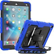 seymac ipad air 3 case 2019, full body protection with 360° rotating stand, hand strap, shoulder strap, screen protector, pencil holder for ipad air 3 2019, ipad pro 10.5'' 2017 - blue/black logo