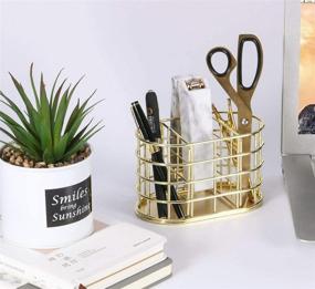 img 2 attached to 🖊️ Organize Your Office in Style with the Nugorise Gold Metal Pen Holder and Stationery Organizer